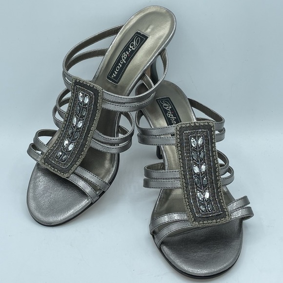 Brighton Rome Mercury Metallic Embellished Strappy Sandals Shoes 8.5‎ NWOB - Picture 1 of 7